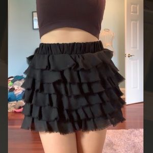 Black ruffle skirt
